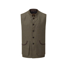 Load image into Gallery viewer, Holcot Tweed Waistcoat Loden Green Herringbone Tweed
