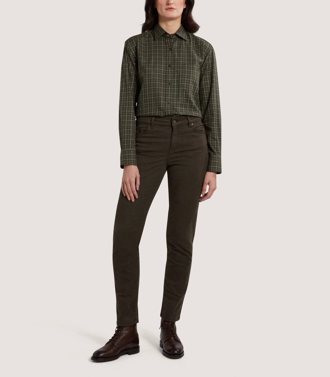 Women's Five Pocket Trousers in Forest Green