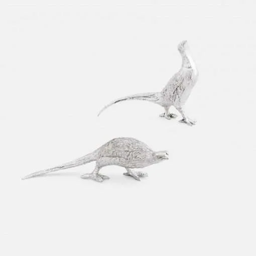 Silver Pheasant Cock & Hen Figurines – Small